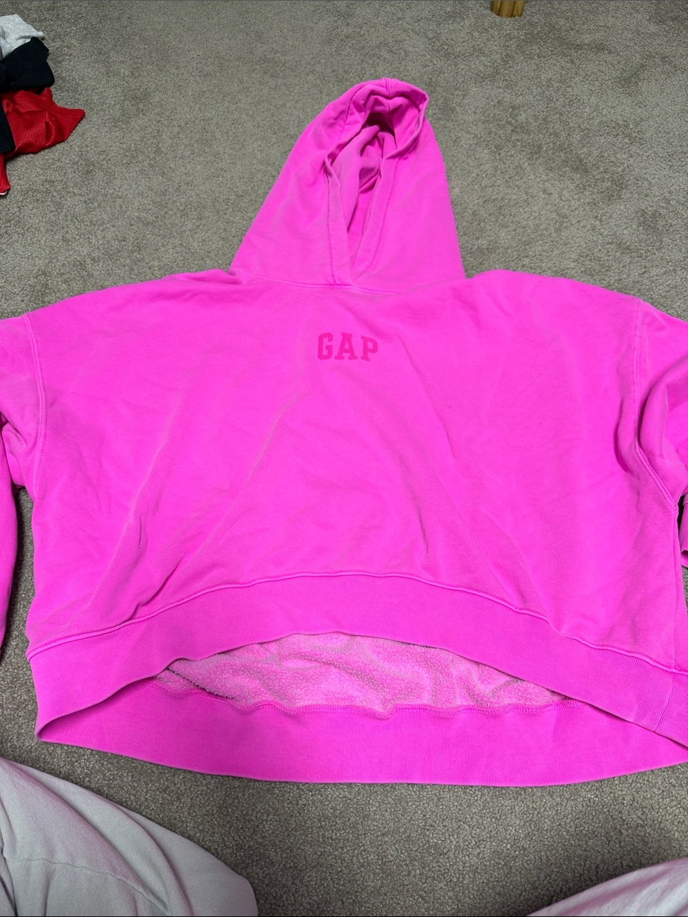 GAP Hot Pink Hooded Cropped Sweatshirt